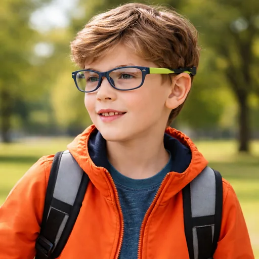 Bambino con occhiali e zaino
