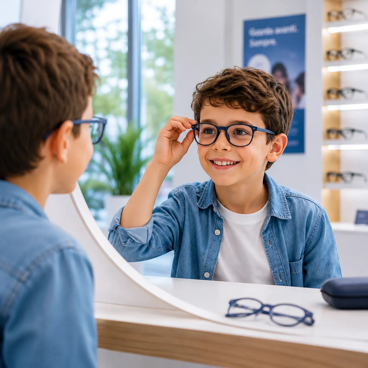 Bambino prova gli occhiali nei centri Ingrovision